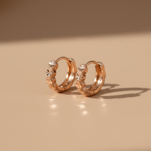 DeerJewellery_earring_#2_18K紅金車花圓耳環