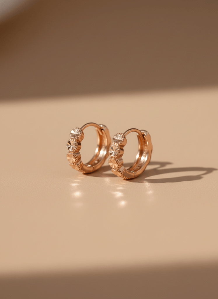DeerJewellery_earring_#2_18K紅金車花圓耳環