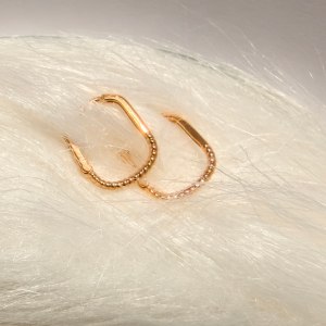 18K玫瑰金珠邊波浪心形耳圈