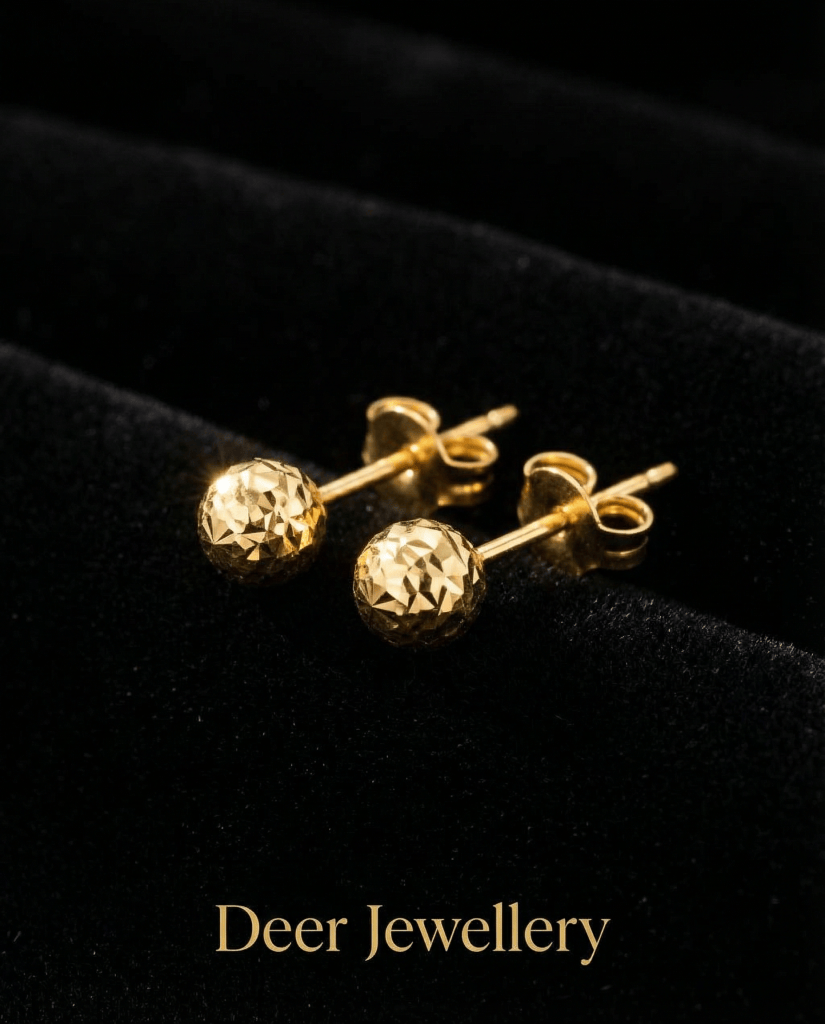 Deer Jewellery 18K黃金切面圓球耳釘 角度1