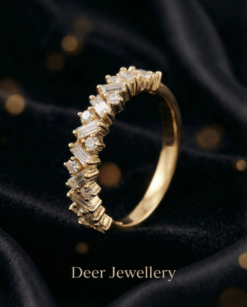 Deer Jewellery 鋸齒形日方鑽戒指 18K黃金 角度1