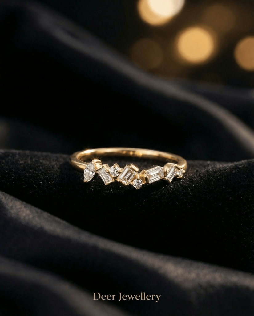 Deer Jewellery 鋸齒形天然鑽石戒指 18K紅金 角度1