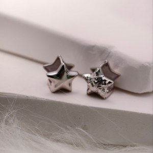 18K白金雙星耳釘