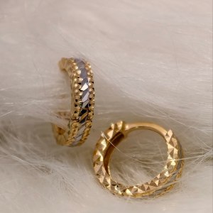 Deer Jewellery 18K 金雙色鑽石切割耳圈